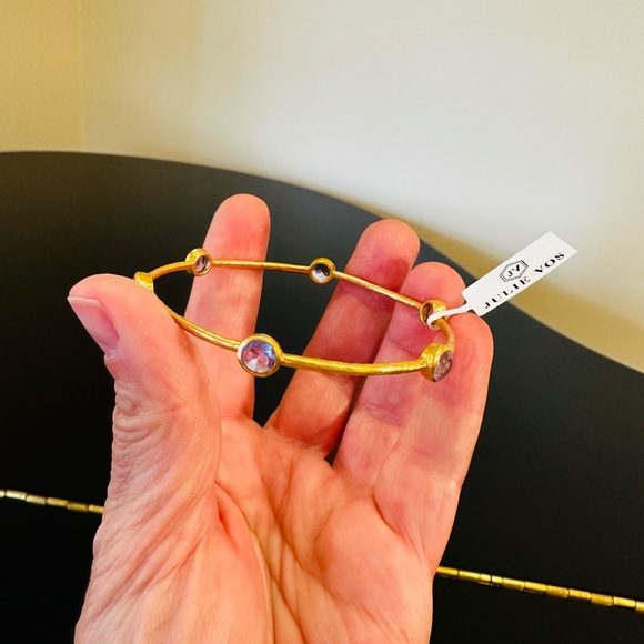 JULIE VOS AUTHENTIC RARE LUXURY MINIMALIST RETRO SUMMER SPRING AMETHYST BANGLE - Picture 15 of 17